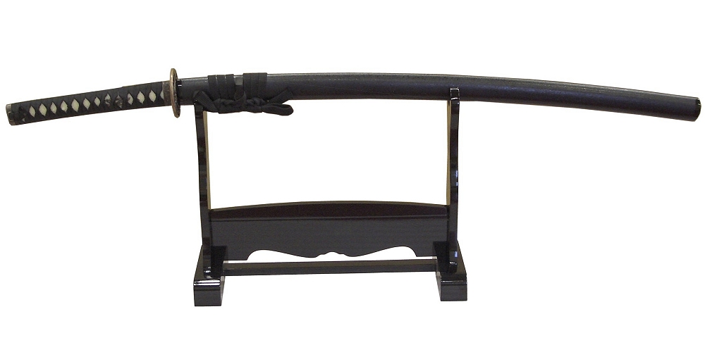 尾形刀剣 日本刀 KK-1 木製黒塗刀掛台　(横1本掛)