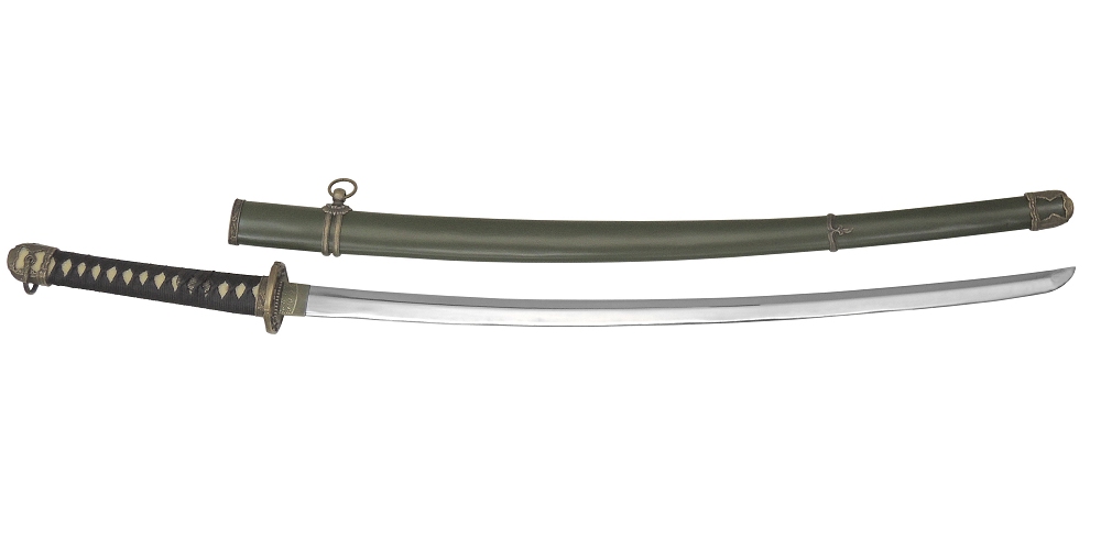 尾形刀剣 軍刀 GN-1 陸軍大刀　黒柄 軍緑木鞘
