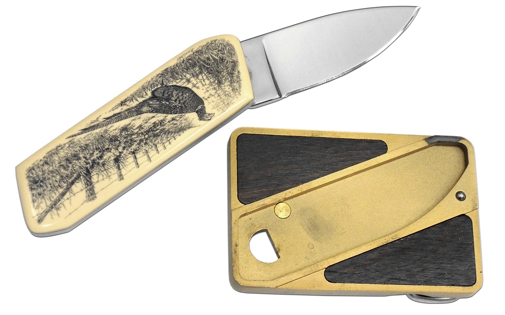 オールドガーバーナイフ OLD GERBER KNIVES　OG94 #7285ベルトバックルナイフ ブラス&ウッド・フェーザント