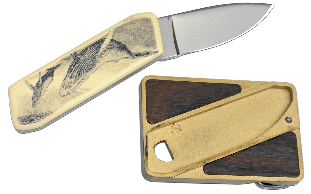 オールドガーバーナイフ OLD GERBER KNIVES　OG95 #7283ベルトバックルナイフ ブラス&ウッド・ホエール